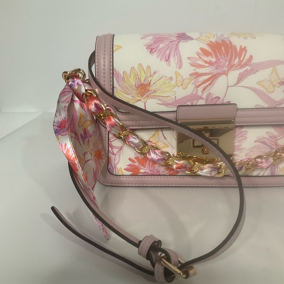 Aldo Butterfly & Floral Pink White Women's Shoulder Bag - Picture 6 of 16